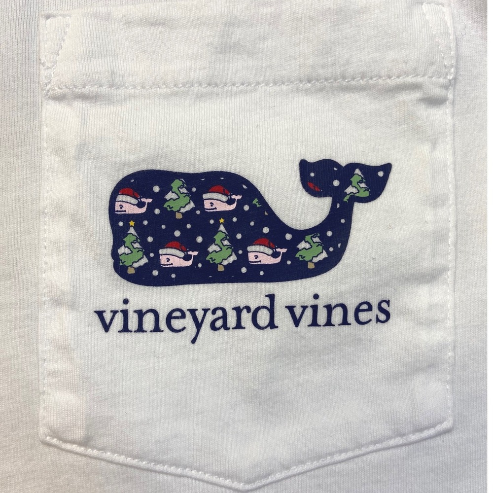 Vineyard Vines Mens White Holiday Whale Long Sleeve Pocket T-Shirt L 1V016715 - Picture 4 of 8